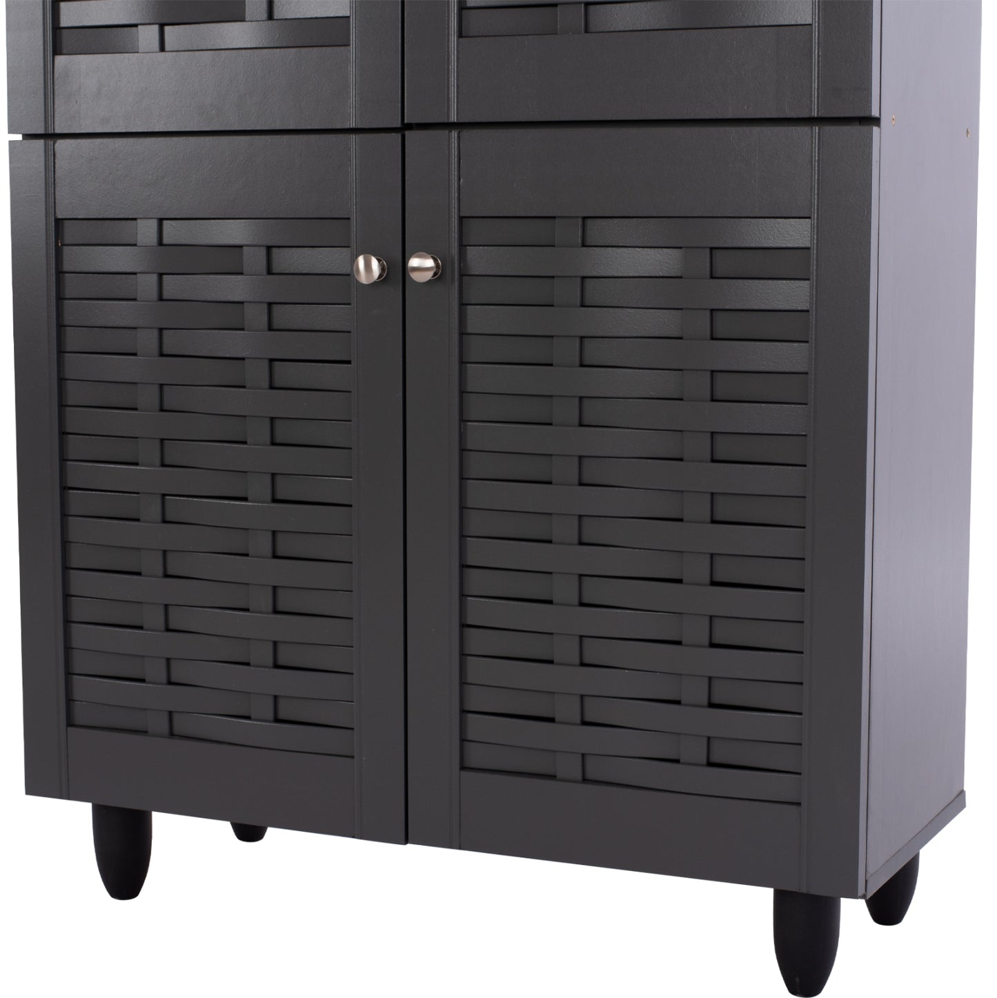 Shoe Cabinet Kabira Hm2210.10 4-door Melamine In Dark Grey Color 77x34x123hcm.