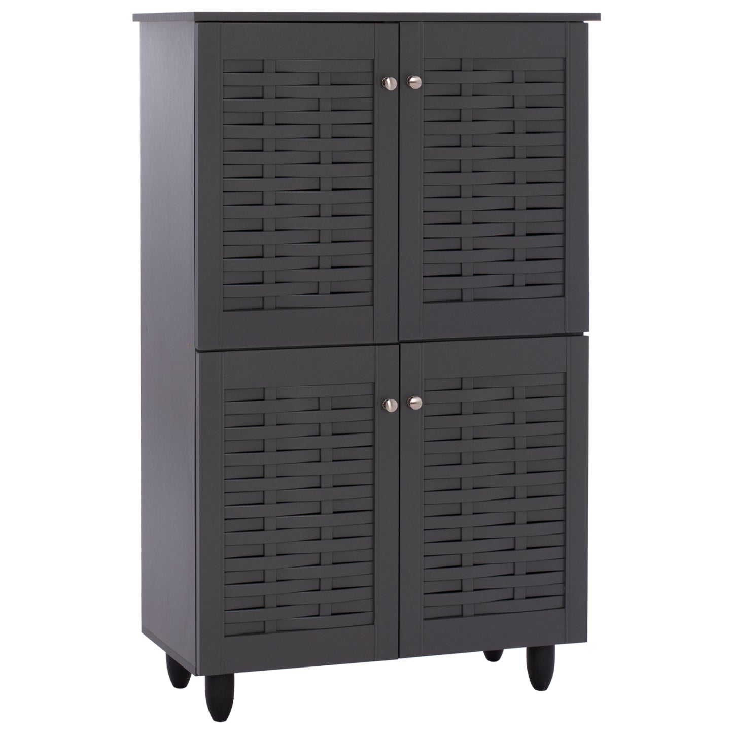 Shoe Cabinet Kabira Hm2210.10 4-door Melamine In Dark Grey Color 77x34x123hcm.