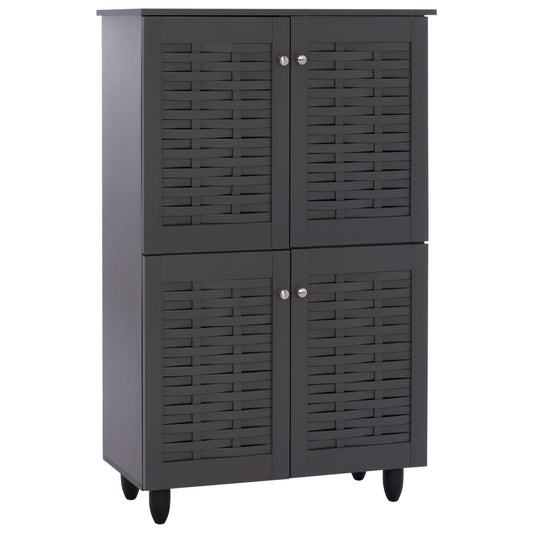 Shoe Cabinet Kabira Hm2210.10 4-door Melamine In Dark Grey Color 77x34x123hcm.