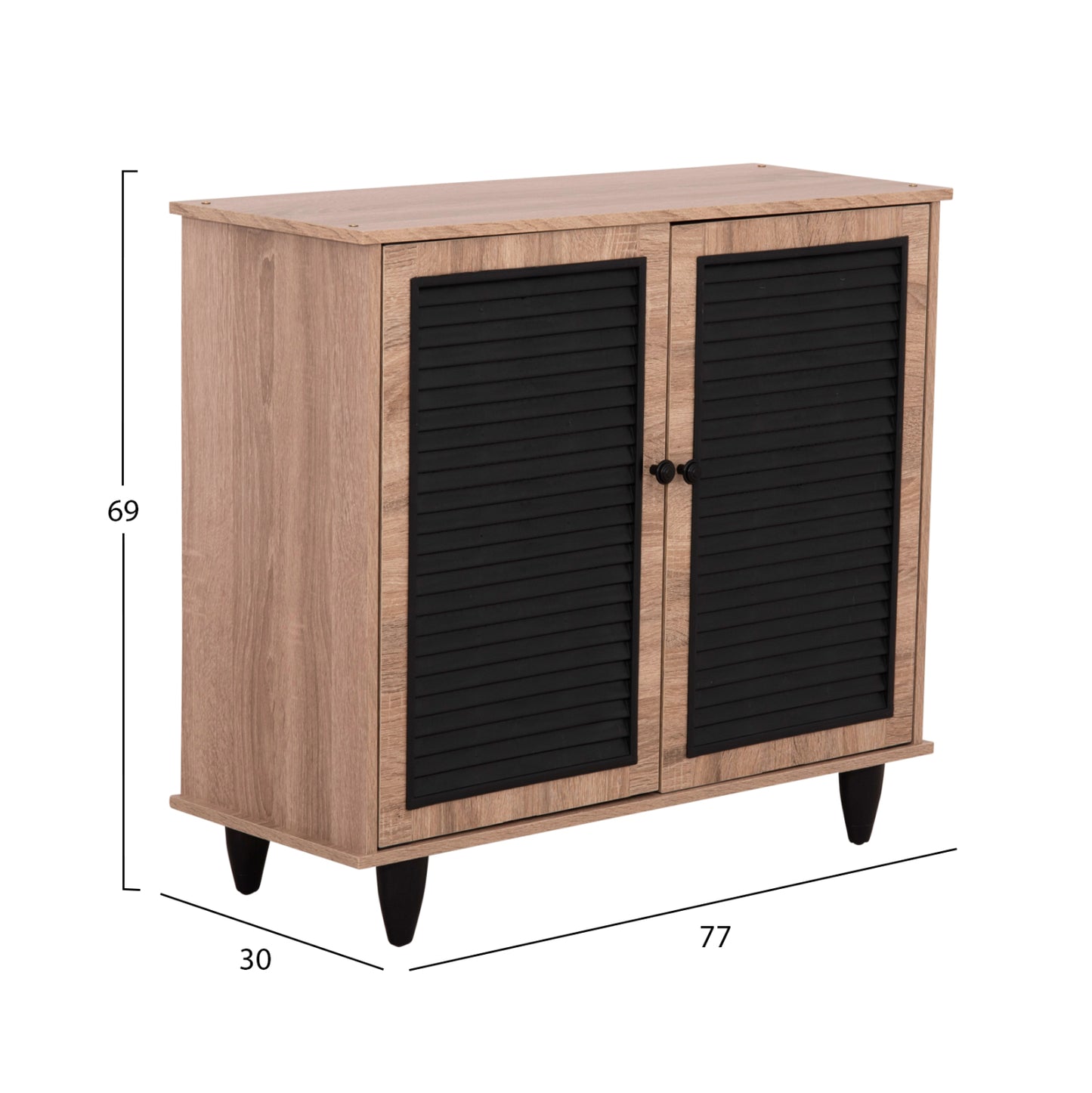 Shoe Cabinet Mckenna Hm2266.02 Melamine In Sonama-black 77x30x69hcm.