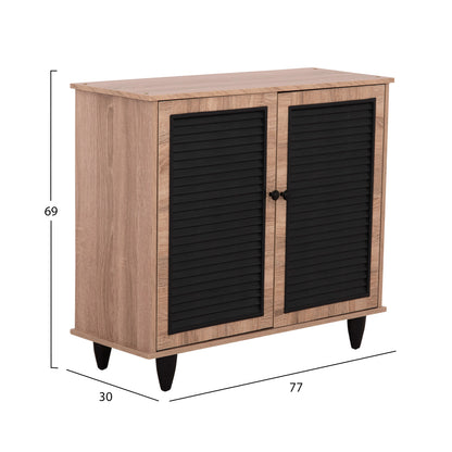 Shoe Cabinet Mckenna Hm2266.02 Melamine In Sonama-black 77x30x69hcm.