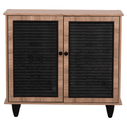Shoe Cabinet Mckenna Hm2266.02 Melamine In Sonama-black 77x30x69hcm.