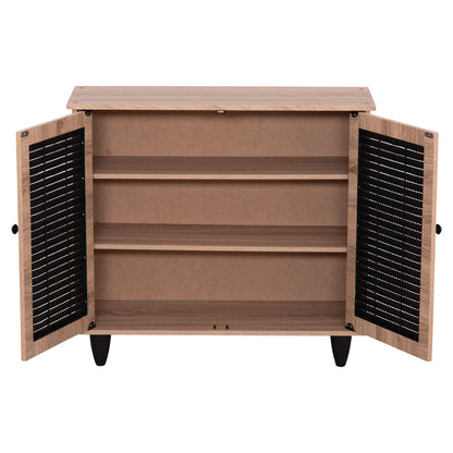 Shoe Cabinet Mckenna Hm2266.02 Melamine In Sonama-black 77x30x69hcm.