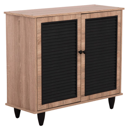 Shoe Cabinet Mckenna Hm2266.02 Melamine In Sonama-black 77x30x69hcm.