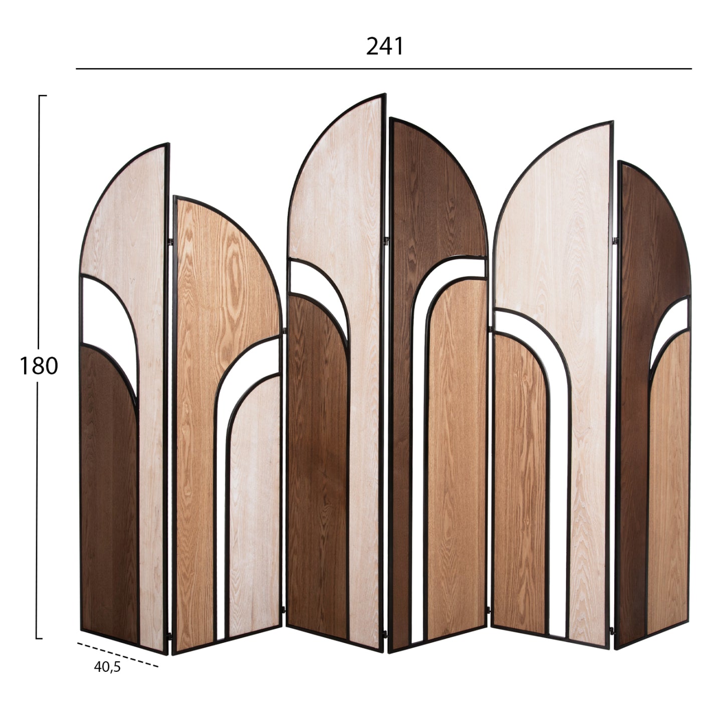 Divider With 6 Leafs Crypt Hm4221 Mdf In 4 Colors-black Metal Frame 241x1,5x180hcm.
