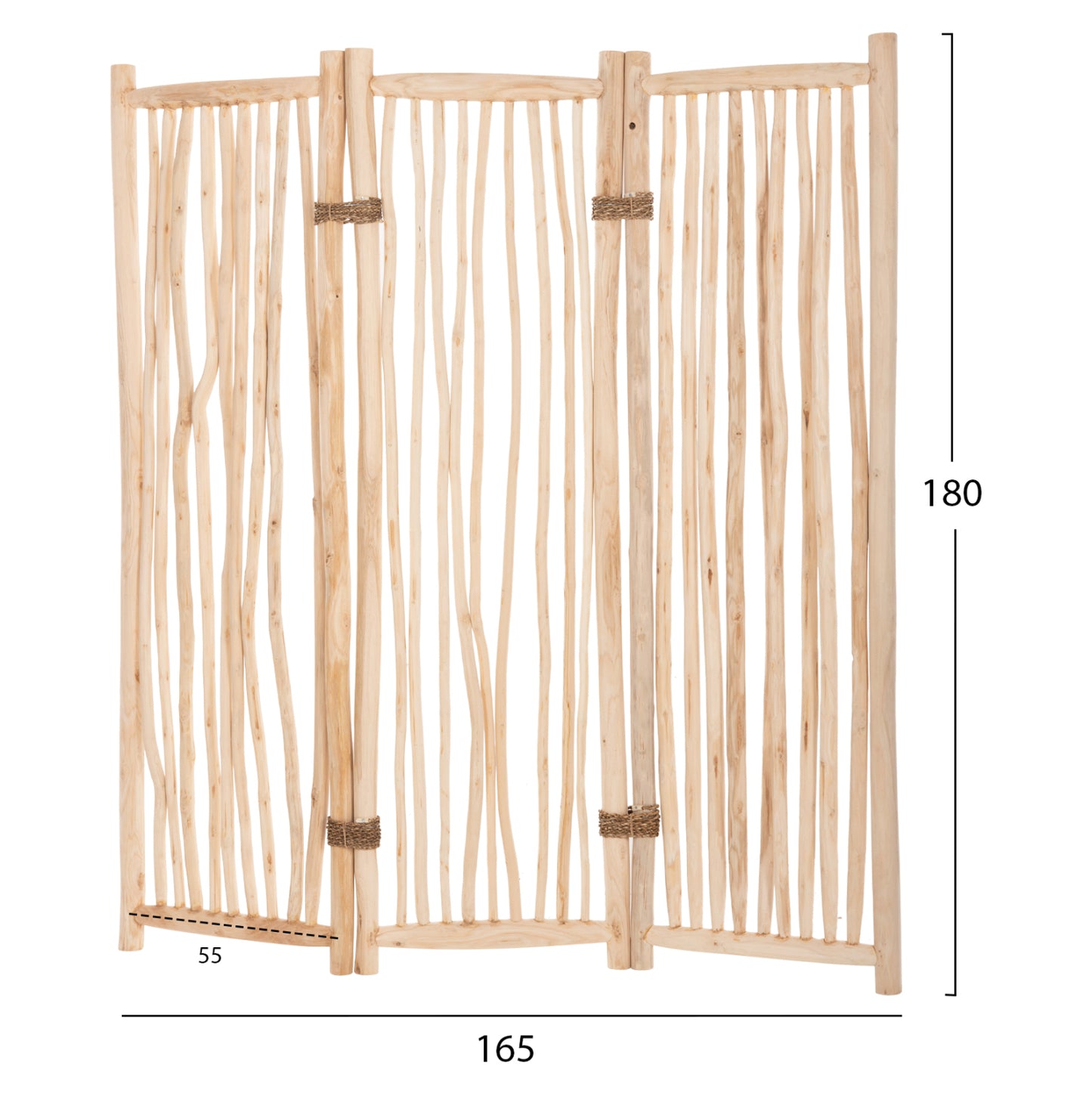 Divider With 3 Leafs Zendor Hm4316 Teak Branches In Natural 165x180hcm.