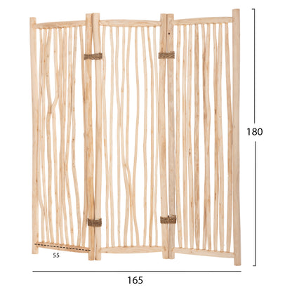 Divider With 3 Leafs Zendor Hm4316 Teak Branches In Natural 165x180hcm.