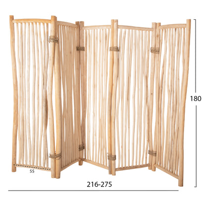 Divider With 5 Leafs Zendor Hm4320 Teak Branches In Natural 216-275x180hcm.