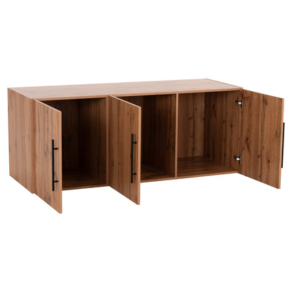 Wardrobe 3-leaf Loft Carys Hm747.12 Melamine In Natural Wood Color 150x55.5x60hcm.