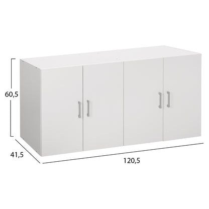Upper Cabinet For 4-leaf Wardrobe Hm352.05 Fernanda Melamine In White 120,5x41,5x60,5hcm.