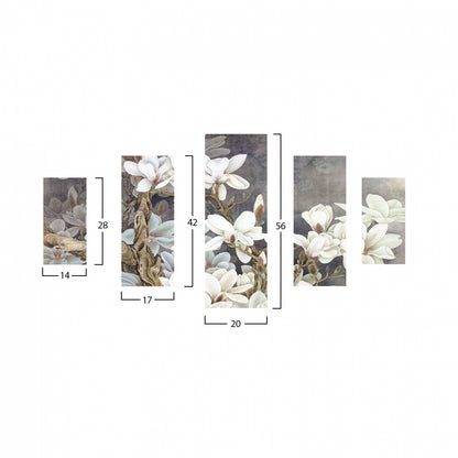 5 Pcs Mdf Painting Magnolia Kobus Hm7207.01 82x56x0,3 Cm.