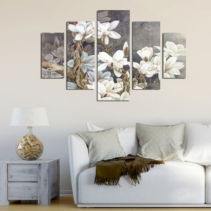 5 Pcs Mdf Painting Magnolia Kobus Hm7207.01 82x56x0,3 Cm.