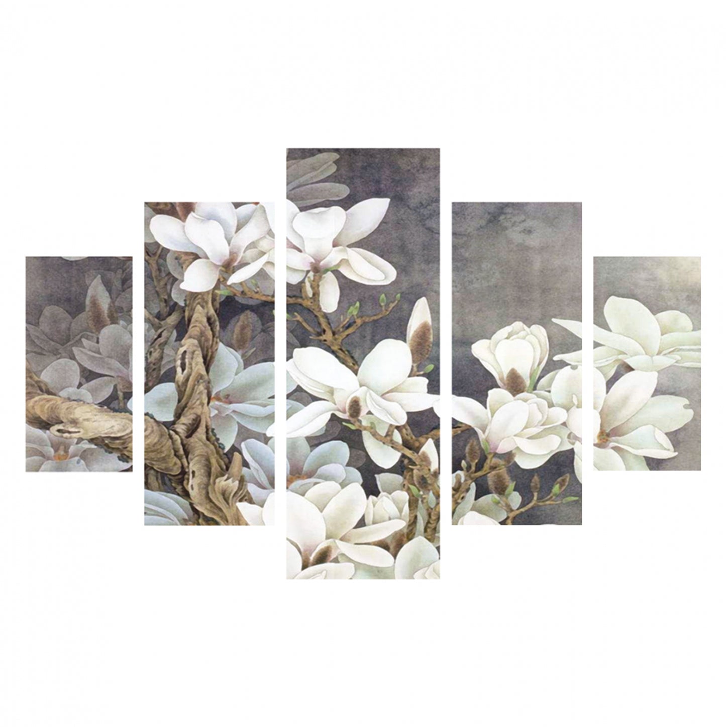 5 Pcs Mdf Painting Magnolia Kobus Hm7207.01 82x56x0,3 Cm.