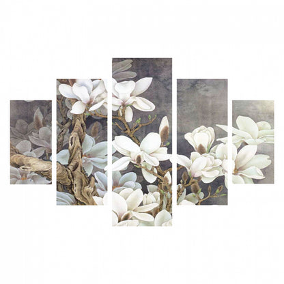 5 Pcs Mdf Painting Magnolia Kobus Hm7207.01 82x56x0,3 Cm.