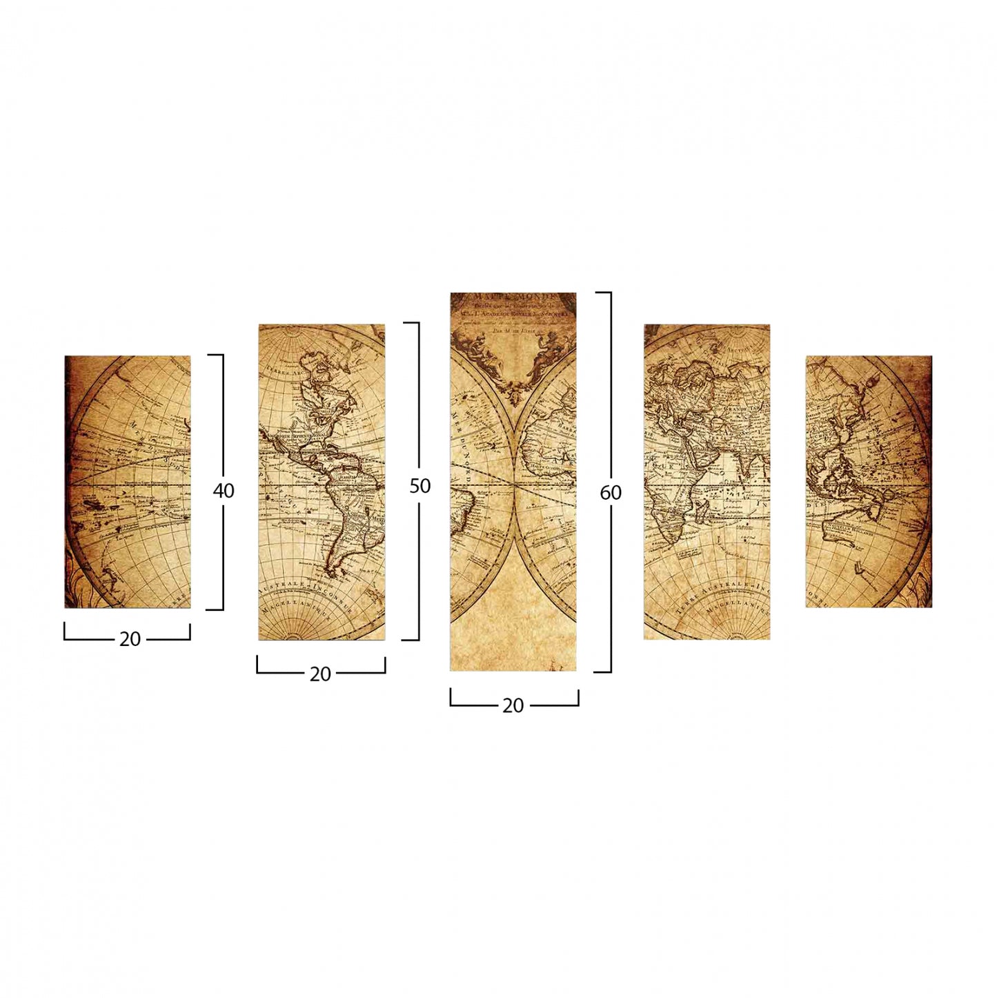 Mdf Painting Hm7206.06 In Vintage World Map 100x60x0,3 Cm.