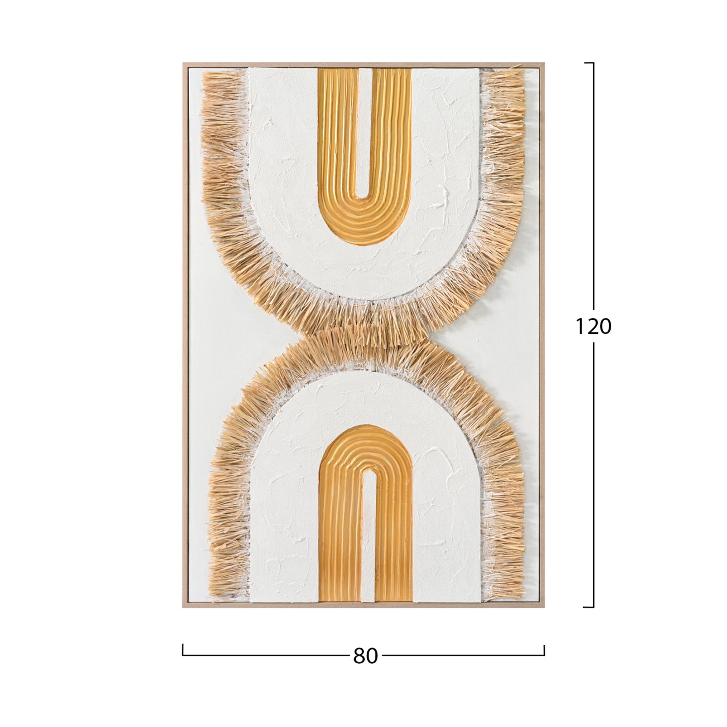 Wall Painting 3d Hm4537.01 With Beige Ps Frame-white Canvas-handmade 80x3,5x120hcm.