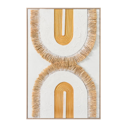 Wall Painting 3d Hm4537.01 With Beige Ps Frame-white Canvas-handmade 80x3,5x120hcm.