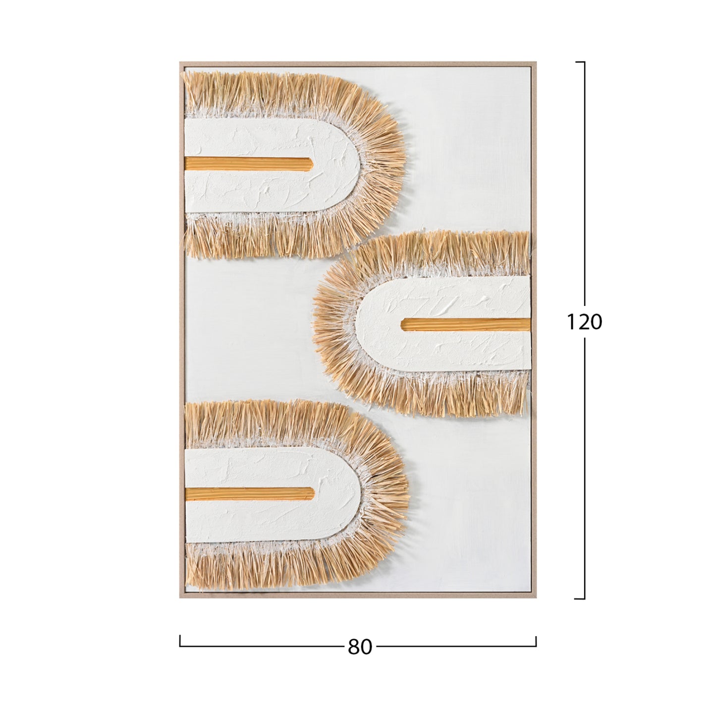Wall Painting 3d Hm4537.02 With Beige Ps Frame-white Canvas-handmade 80x3,5x120hcm.