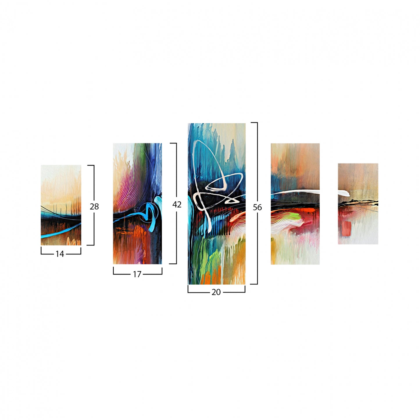 5 Pcs Mdf Painting Abstract Colors 82Χ56x3  Hm7202.02
