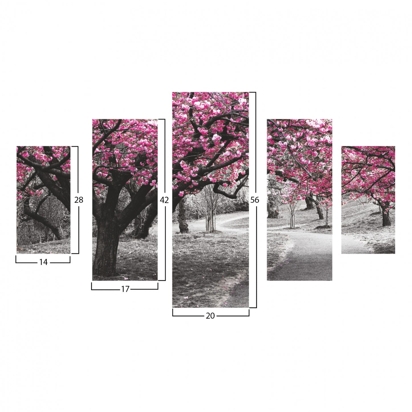 5 Pcs Mdf Painting Blooming Tree 82Χ56x3  Hm7207.04
