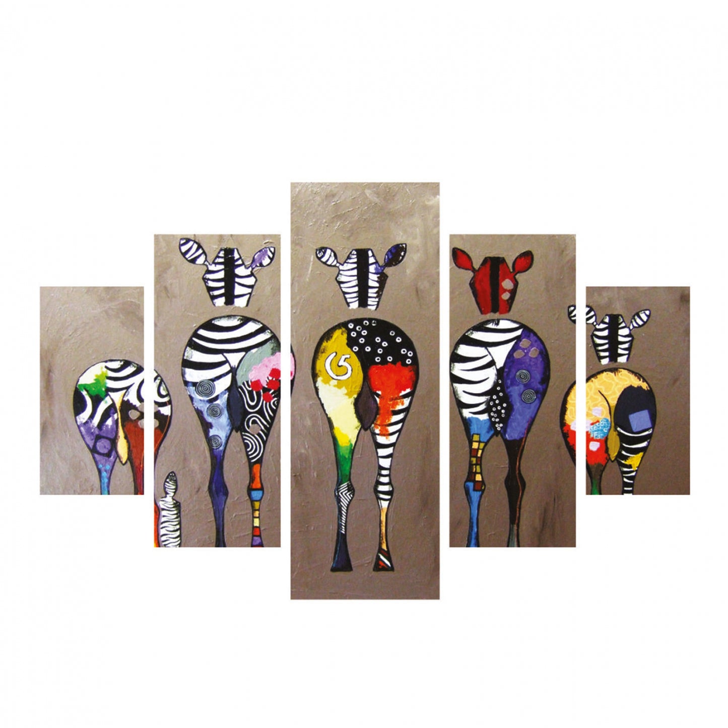 5 Pcs Mdf Painting Colorful Zebras 82Χ56x3 Hm7207.03