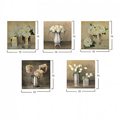 Canvas Five Pieces Mdf Romantic Flowers Hm7205.02 75x0,3x15 Cm