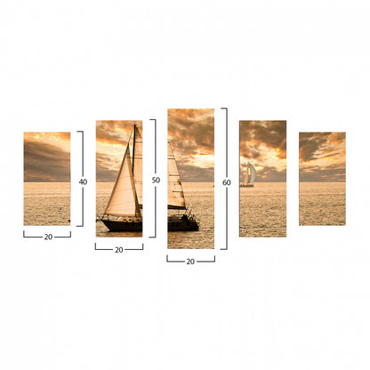 Board Five Pieces Mdf Sunset Sailing Hm7206.01 100x0,3x60 Cm.