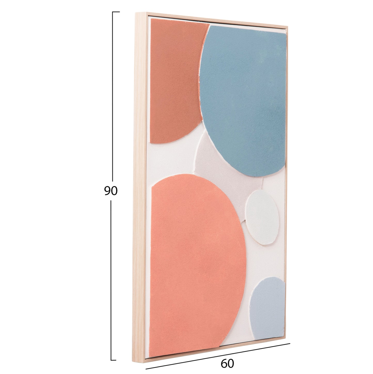 Wall Painting 3d Fluo Hm4543.02 With Beige Ps Frame-handmade Shapes 60x4,5Χ90hcm.