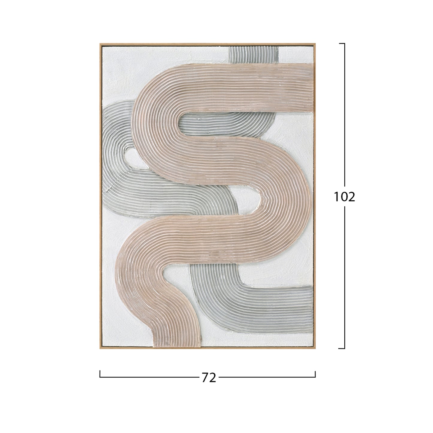 Wall Painting 3d Shon Hm4557 With Beige Ps Frame-handmade Curve Shapes 72x5x102hcm.
