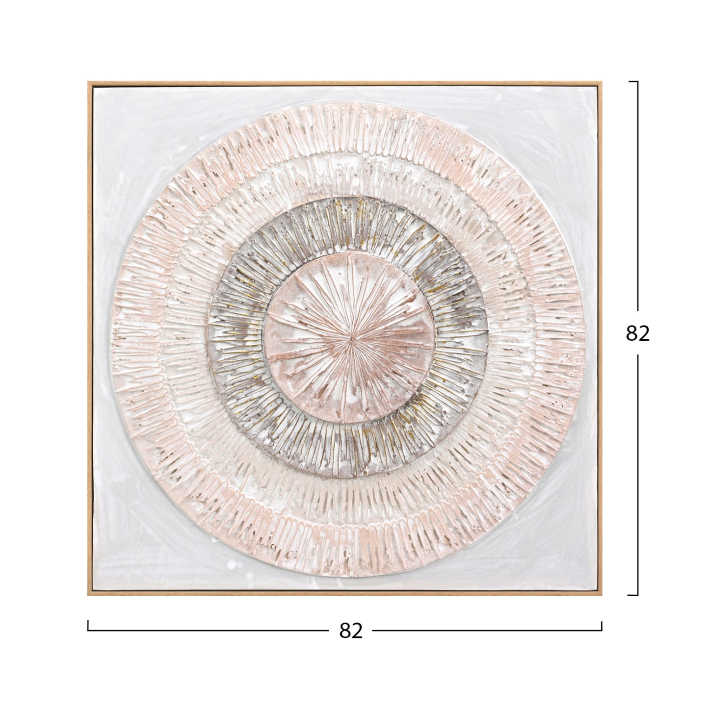 Wall Painting 3d Hm4578 With Beige Ps Frame-handmade Circles 82x4,5Χ82hcm.