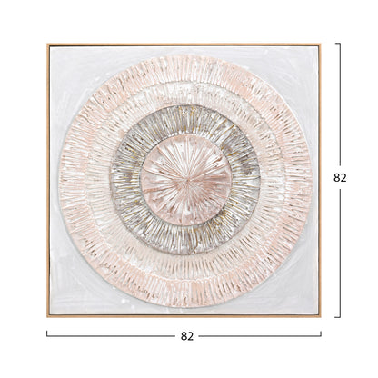 Wall Painting 3d Hm4578 With Beige Ps Frame-handmade Circles 82x4,5Χ82hcm.