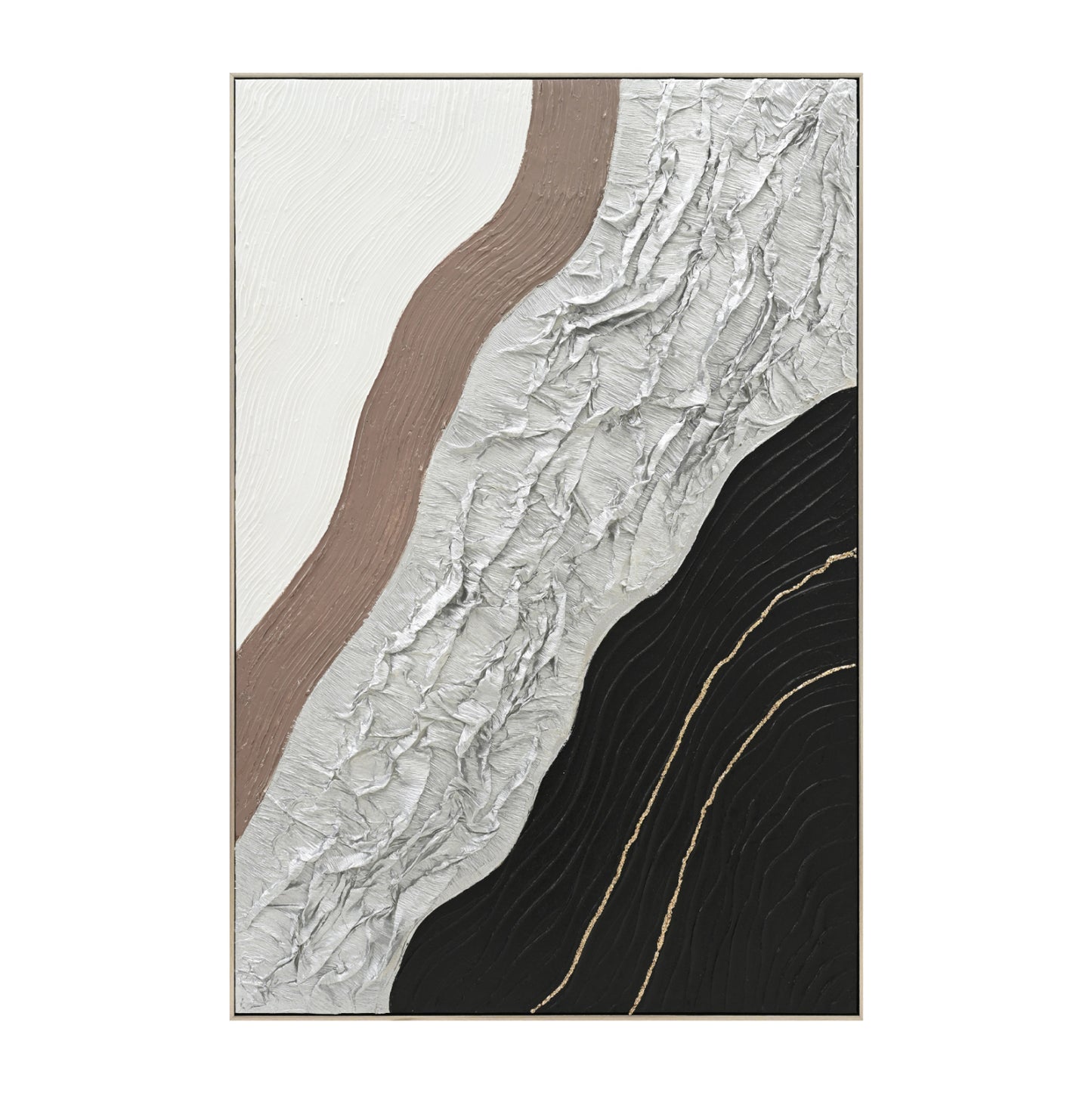 Wall Painting Abstract Hm4553.02 Beige Ps Frame-canvas-handmade 82x4.5x122hcm.