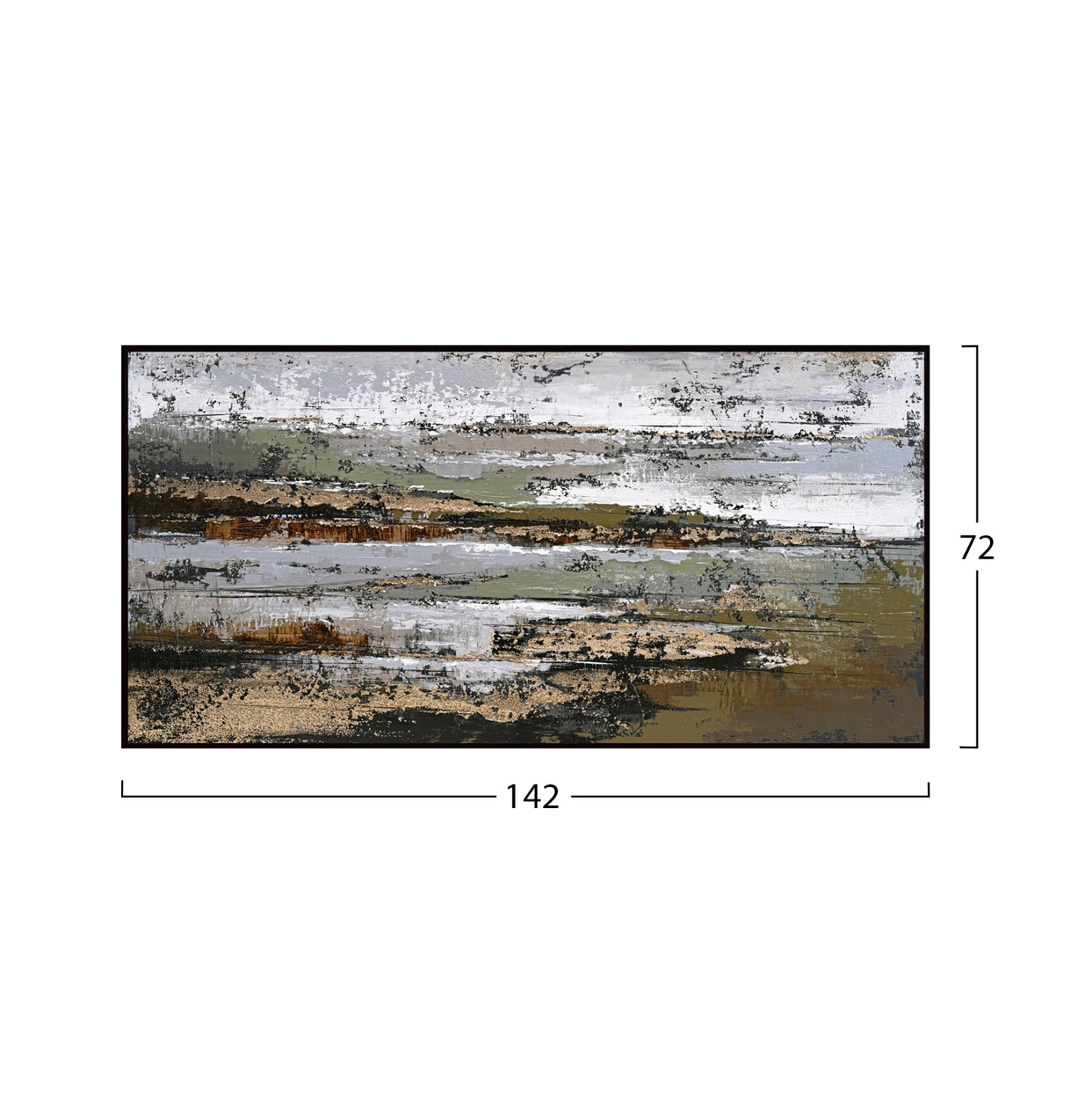 Wall Painting Sediment Hm4575.01 Black Ps Frame-canvas 142x4.5x72hcm.