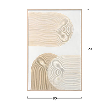 Wall Painting Hm4536 With Beige Ps Frame-white Canvas Handmade 80x3,5x120hcm.