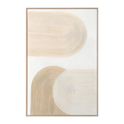 Wall Painting Hm4536 With Beige Ps Frame-white Canvas Handmade 80x3,5x120hcm.
