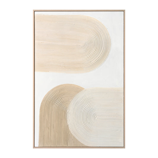 Wall Painting Hm4536 With Beige Ps Frame-white Canvas Handmade 80x3,5x120hcm.