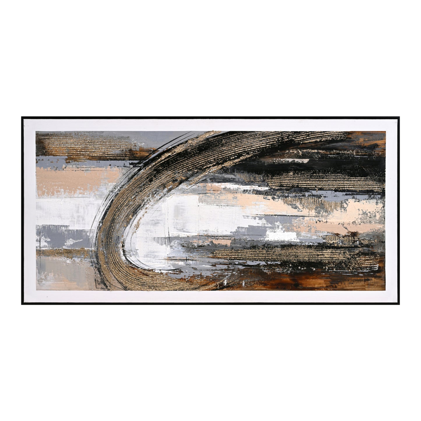 Wall Painting Hm4538 With Black Ps Frame-canvas With Abstract Image 72x4,5x142hcm.