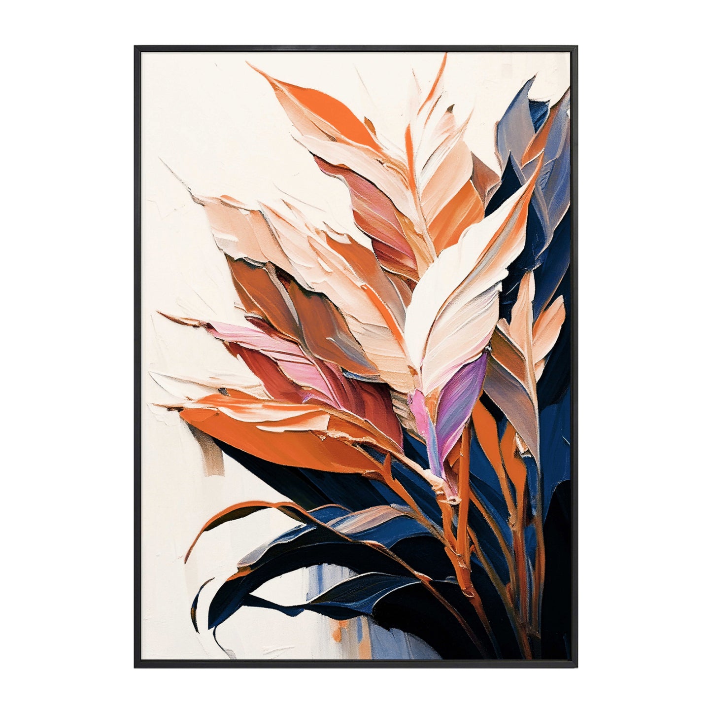 Wall Painting Tropico Hm4547.02 Black Ps Frame-printed Canvas With Leaves 52.5x2.8x72.5hcm.