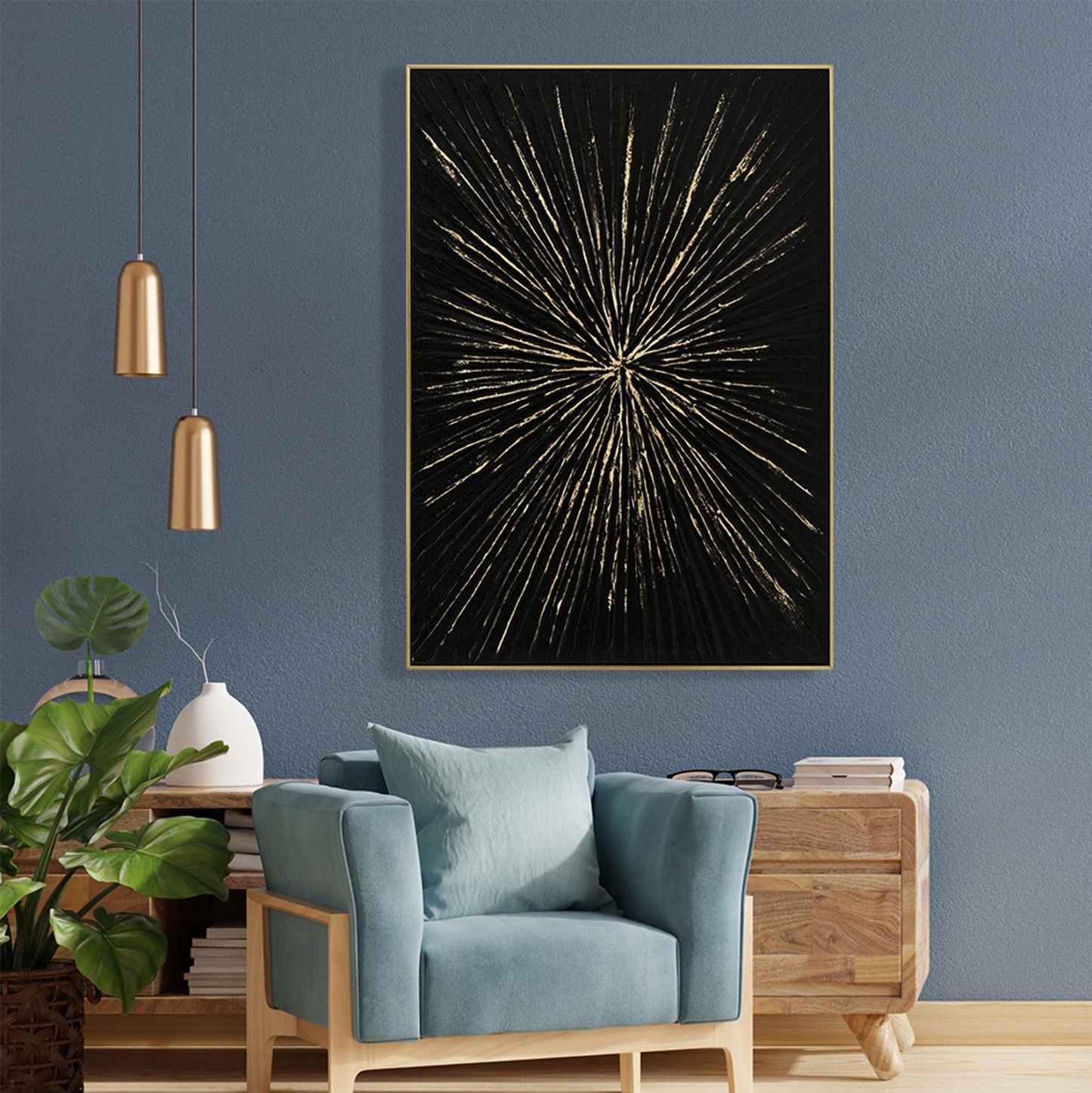 Wall Painting Stellon Hm4549 Beige Ps Frame-black Canvas-handmade 72x4,5x102hcm.