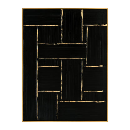 Wall Painting Stellon Hm4550 Beige Ps Frame-black Canvas-handmade 62x4,5x82hcm.