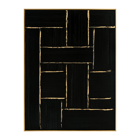 Wall Painting Stellon Hm4550 Beige Ps Frame-black Canvas-handmade 62x4,5x82hcm.