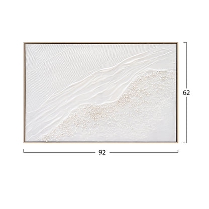 Wall Painting Sediment Hm4555 With Beige Ps Frame-canvas With Shades Of White 92x4,5x62hcm.