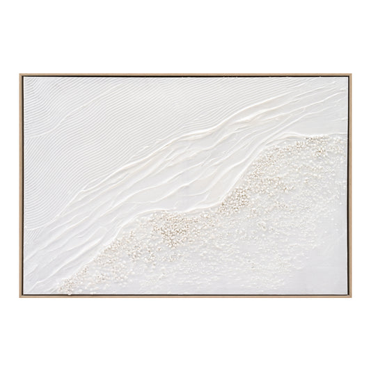 Wall Painting Sediment Hm4555 With Beige Ps Frame-canvas With Shades Of White 92x4,5x62hcm.