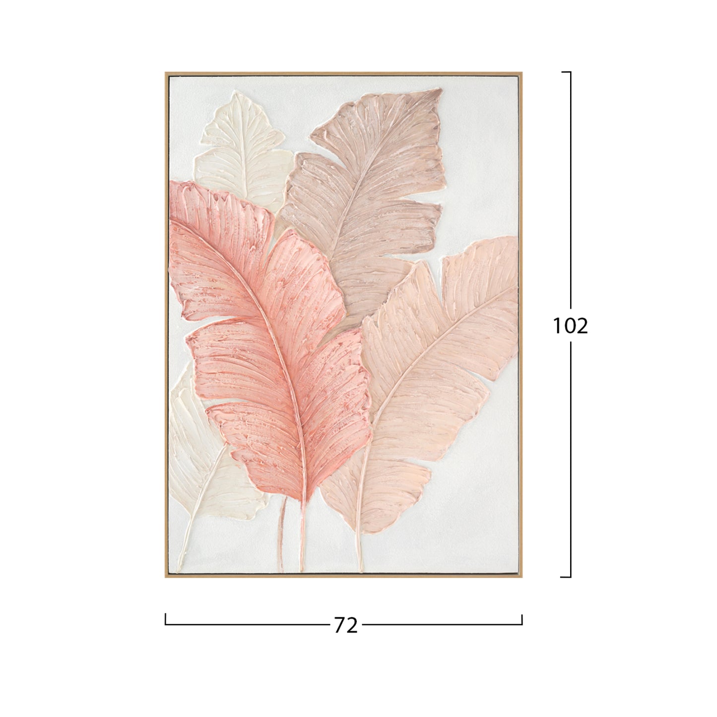 Wall Painting Tropico Hm4556 With Beige Ps Frame-canvas Broad Leaves 72x4,5x102hcm.