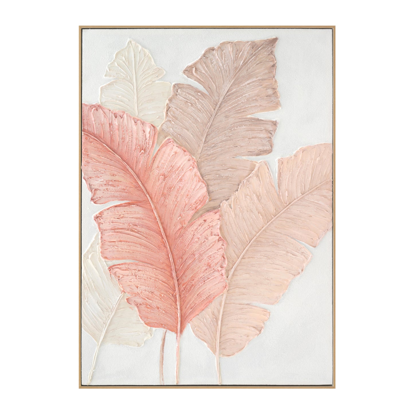 Wall Painting Tropico Hm4556 With Beige Ps Frame-canvas Broad Leaves 72x4,5x102hcm.