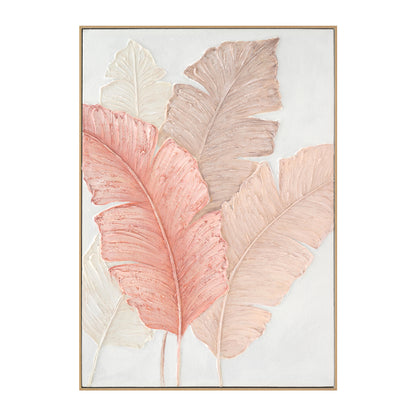 Wall Painting Tropico Hm4556 With Beige Ps Frame-canvas Broad Leaves 72x4,5x102hcm.