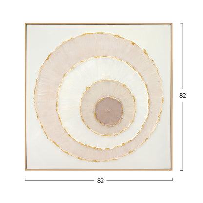 Wall Painting Hm4559 With Beige Ps Frame-canvas Circles 82x4,5x82hcm.