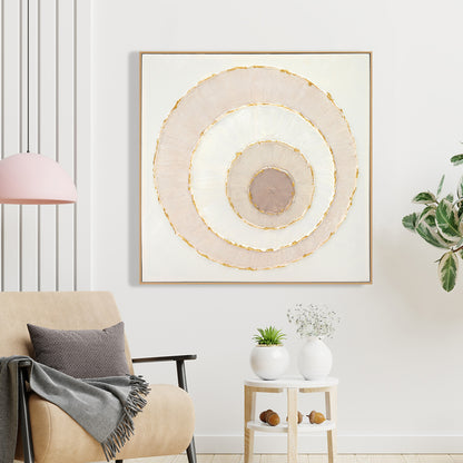 Wall Painting Hm4559 With Beige Ps Frame-canvas Circles 82x4,5x82hcm.