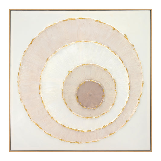 Wall Painting Hm4559 With Beige Ps Frame-canvas Circles 82x4,5x82hcm.