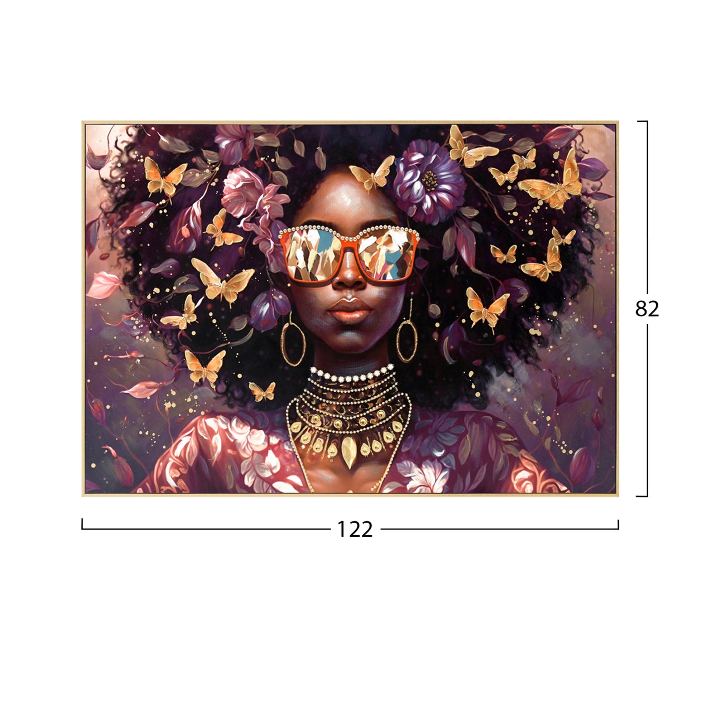 Wall Painting Marip Hm4569 Beige Ps Frame-printed Canvas Woman's Face With Glasses 82x4,5x82hcm.